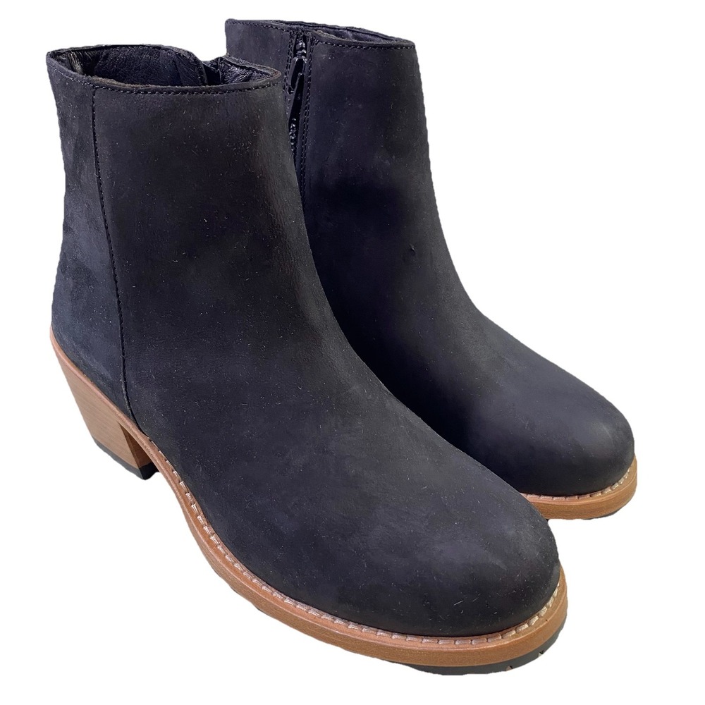 Patina Portland Suede Leather Women's Black Zip-up Ankle Dress Bootie Sz.7-NWB